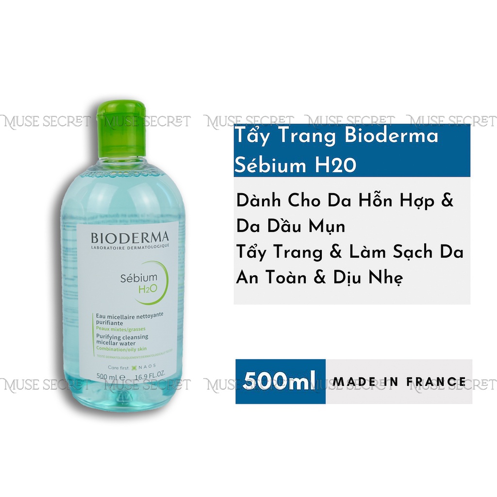 [Quà Tặng Khẩu Trang] Nước Tẩy Trang Bioderma - Bioderma Xanh dành cho da dầu, Bioderma Hồng dành cho da nhạy cảm 500ml | BigBuy360 - bigbuy360.vn