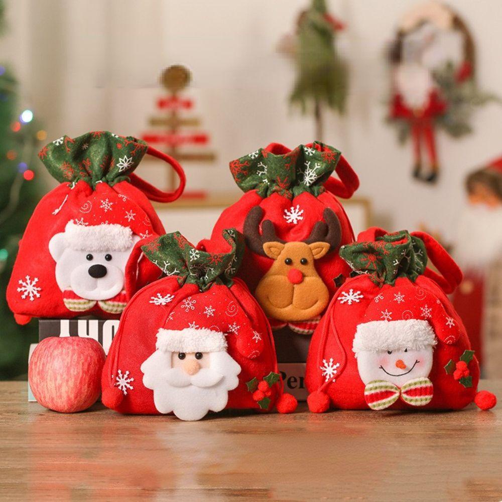 Desmond Túi Dây Rút Đựng Kẹo Giáng Sinh Tinh Tế In Hình Ông Già Noel Cho Bé