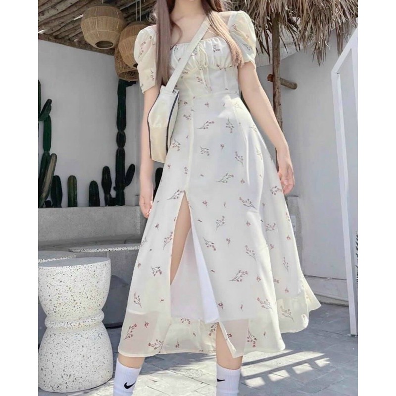 HANA FLORAL MAXI DRESS - ĐẦM TRẮNG HOA LITI XẺ TÀ | BigBuy360 - bigbuy360.vn