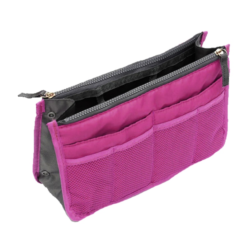 Túi Đựng Đồ Trang Điểm Bằng Nylon Có Khóa Kéo Đôi Tiện Dụng Cho Nữ