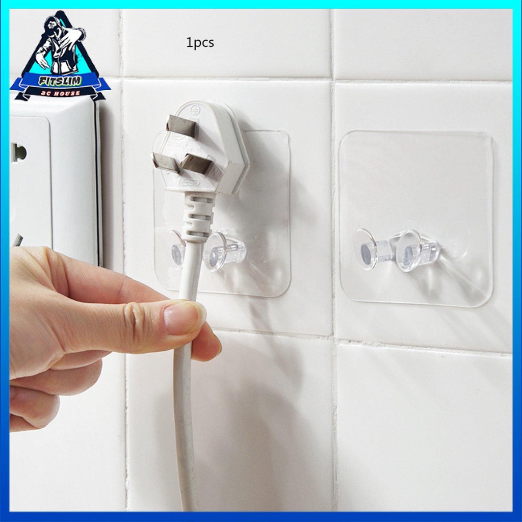 Móc treo phích cắm điện dán tường màu trong suốt