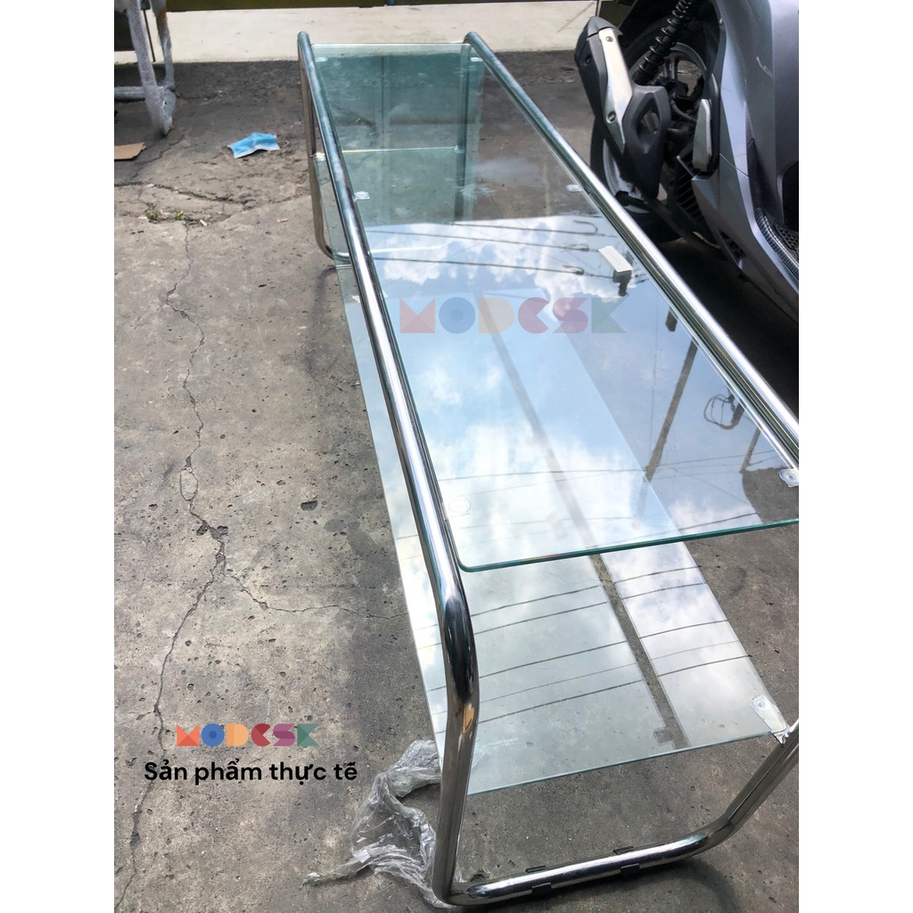 Bàn sofa, trà Modesk SS Double Square Table HCN khung inox 304 – kính cường - ván MFC an cường - phòng khách, quán cà ph