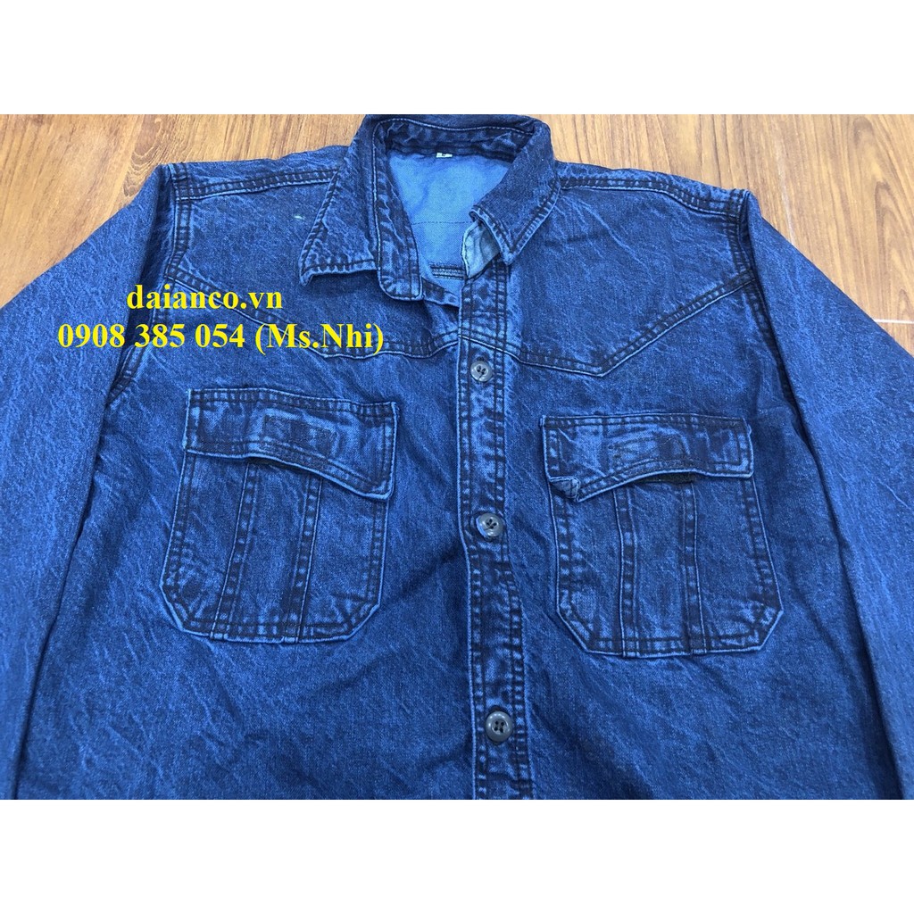 [HCM] Sale off Áo lẻ jeans Điện Lực xanh đen may kèm dây phản quang sau lưng - Đủ Size - Vải dày dặn - Hình thật