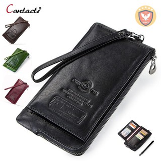2020 Contact KITM1227 - Bảo Hành 3 Năm II Bóp Ví Đứng Dài Cầm Tay Da Ngựa Điên Women and Men Wallet Genuine Bò - Nam Nữ