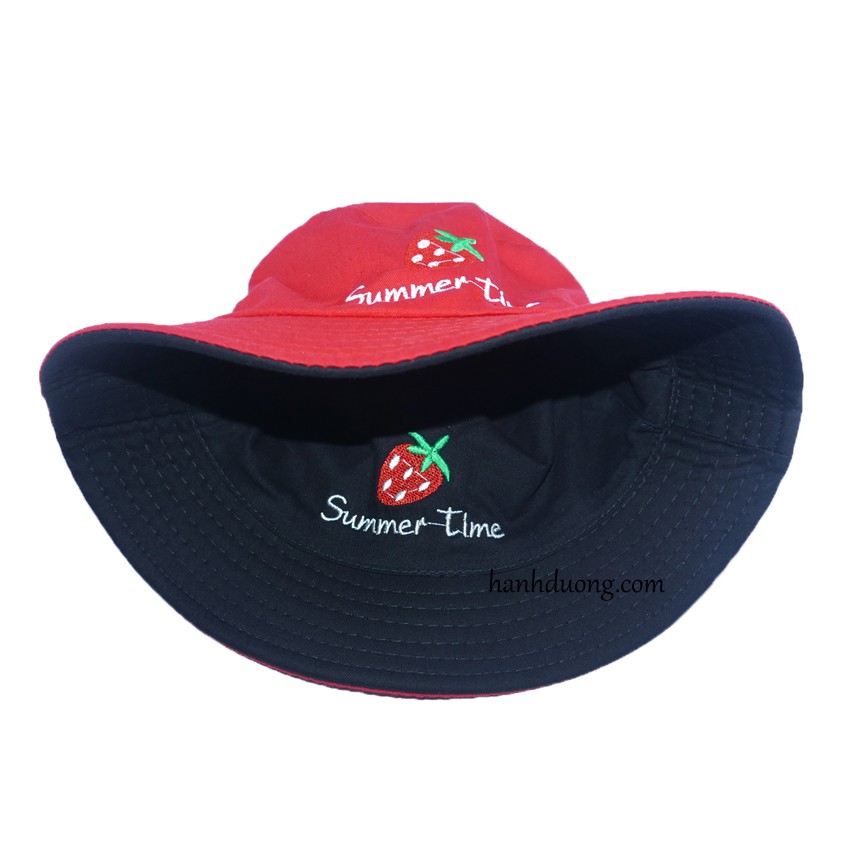 [ Hình thật ] Nón bucket dâu tây Summer Time mũ tai bèo đội được cả 2 mặt vừa tiết kiệm chi phí lại vừa tiện lợi