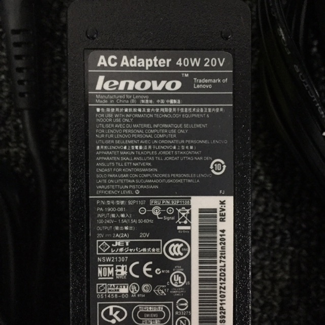 (ADAPTER) SẠC LAPTOP LENOVO 20V 2A (40W) (Mini) kích thước đầu ghim sạc 5.5 x 2.5 mm