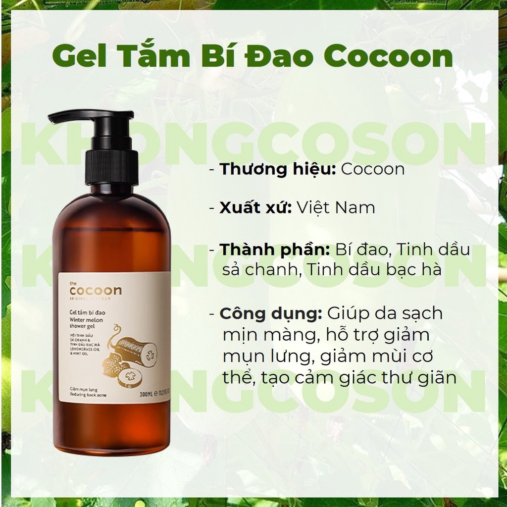 Gel Tắm Bí Đao Cocoon 300ml - Khongcoson