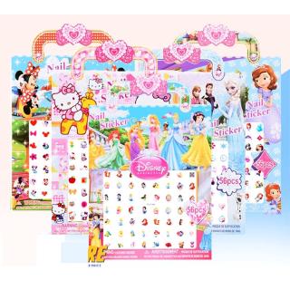 Set 56 miếng sticker hoạt hình Frozen My Little Pony Princess Hello Kitty Sofia Mickey dán trang trí móng tay