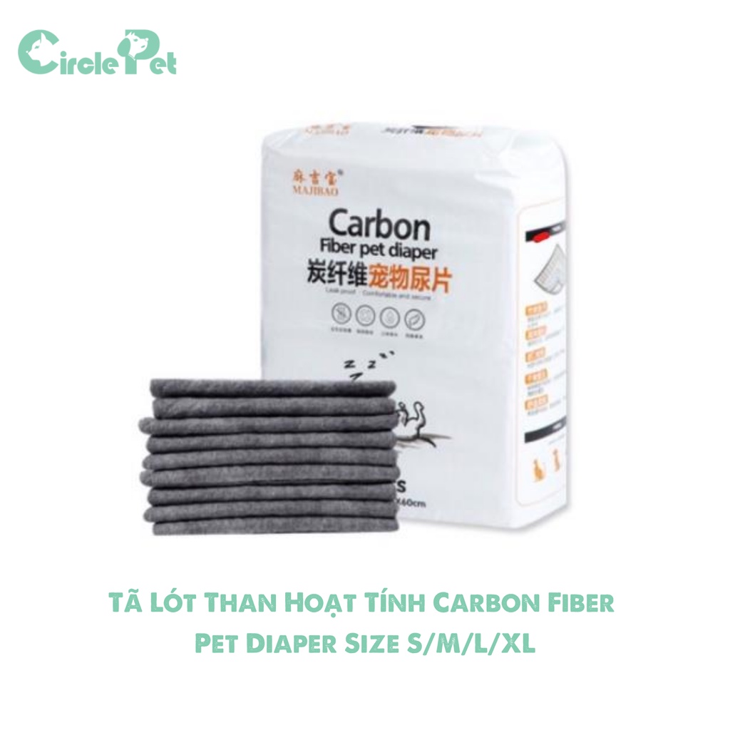 Tã Lót Than Hoạt Tính Carbon Fiber Pet Diaper Thấm Hút Nhanh Khử Mùi Nước Tiểu Tốt Size S/M/L/XL - Circle Pet