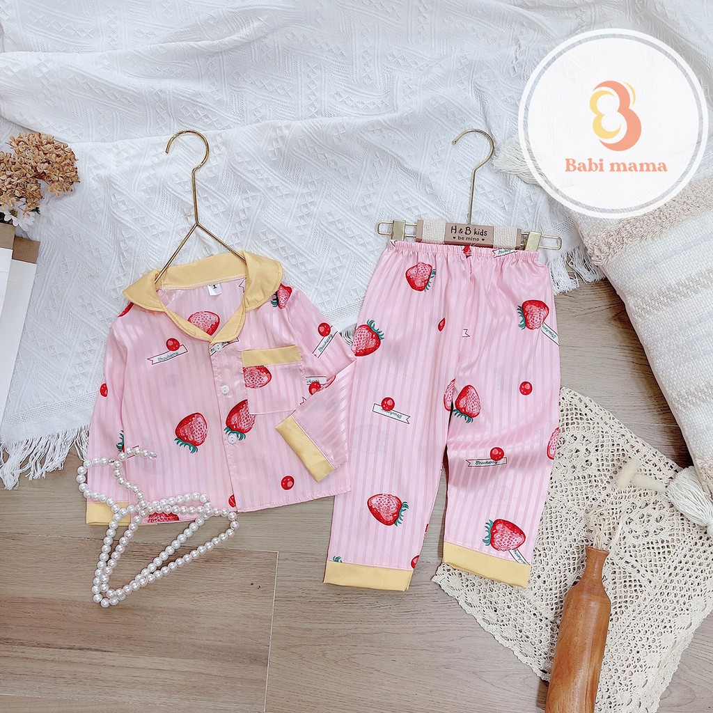 Bộ Quần Áo Lụa Dài Tay Mặc Nhà Dành Cho Bé Gái Size 8-22kg Babi mama - BPN02