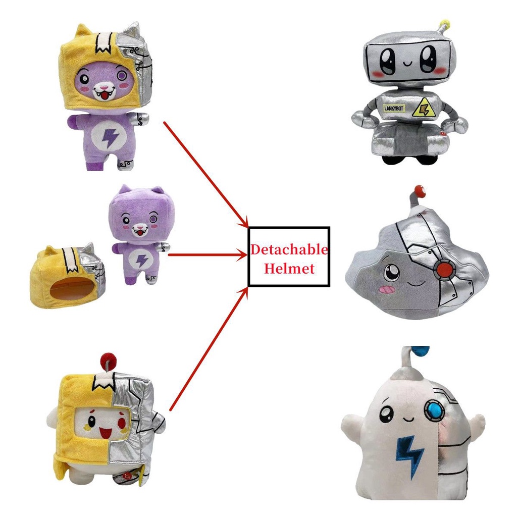 Đồ chơi nhồi bông hình robot Lankybox đội mũ bảo hiểm có nhạc có thể tháo rời thích hợp làm quà tặng cho bé