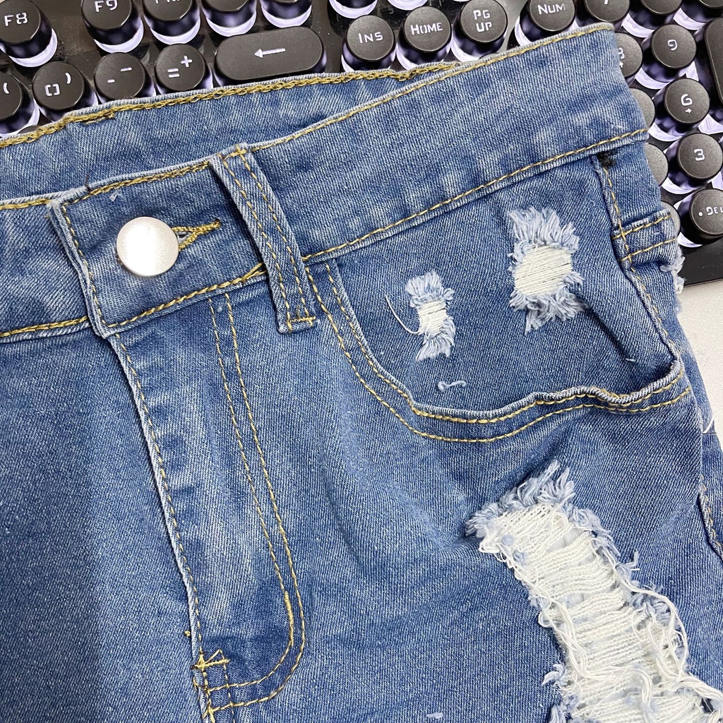 DUNEA Quần short denim lưng cao quyến rũ thời trang đường phố cho nữ