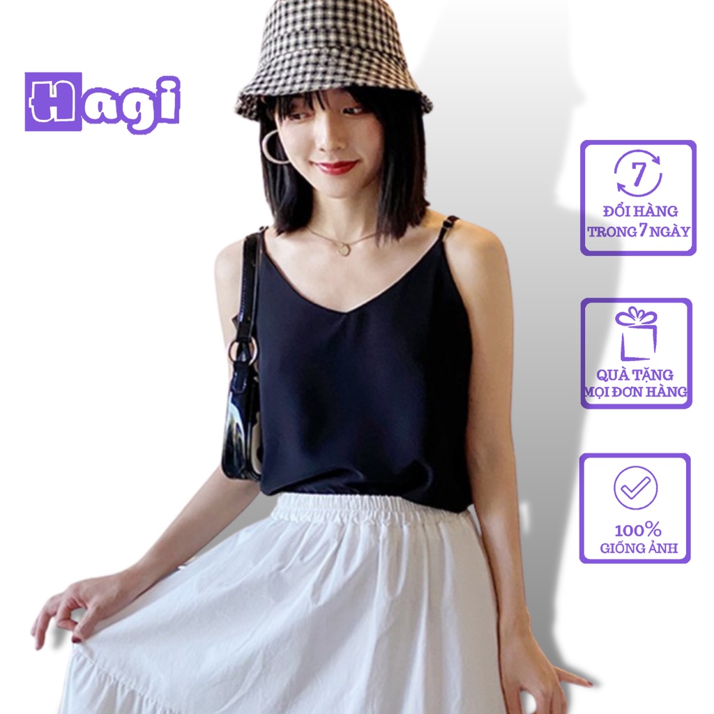 Áo 2 Dây HAGI Vải Lụa Hàn cao cấp, Áo hai dây lụa Vintage
