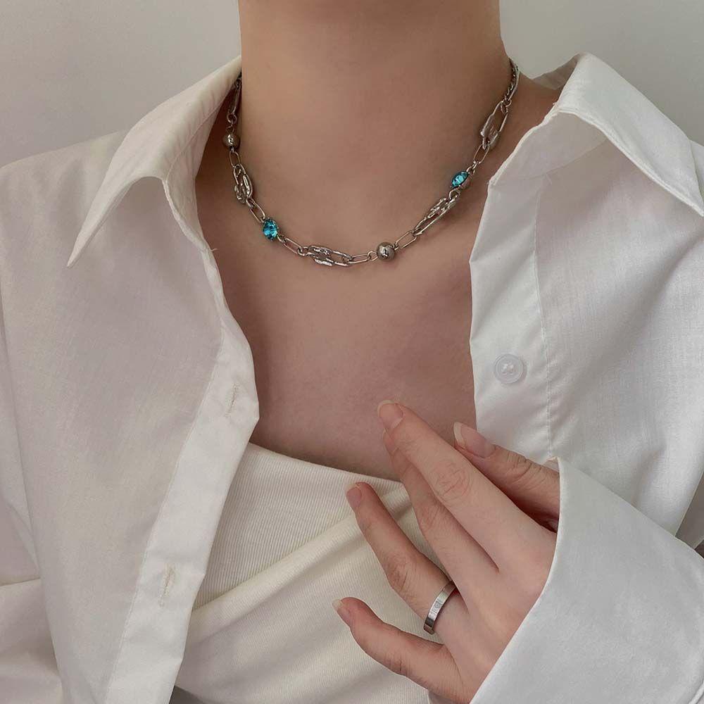 Vòng Cổ Choker Bằng Thép Titan Họa Tiết Hình Học Phong Cách Hip Hop Hàn Quốc