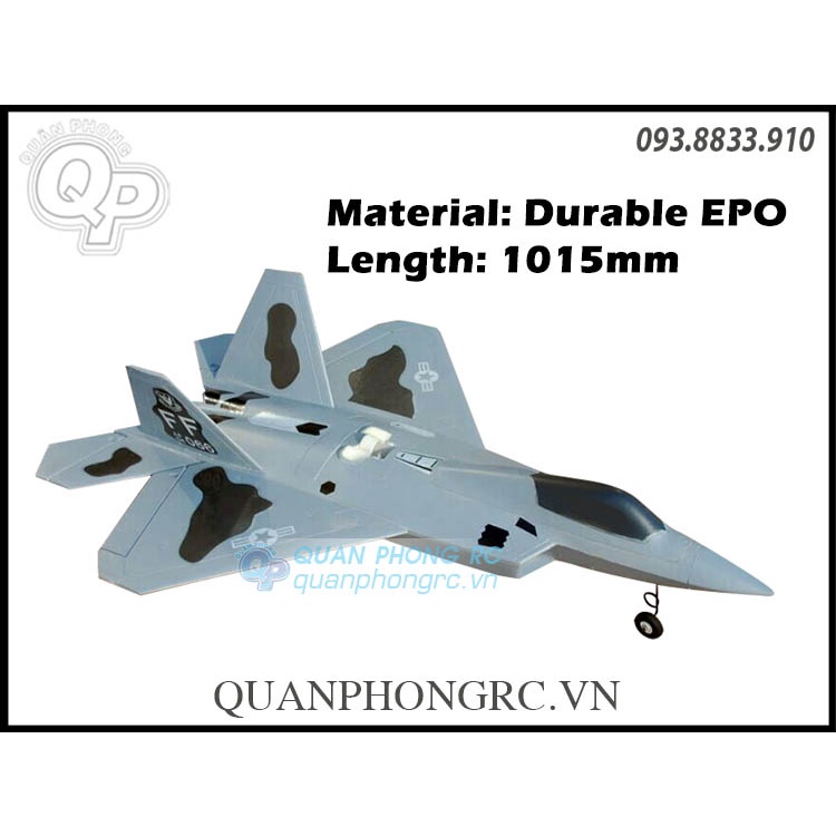 Kit EPO F22 Raptor Sơn Xám Sải 72cm + Decal + Càng Đáp