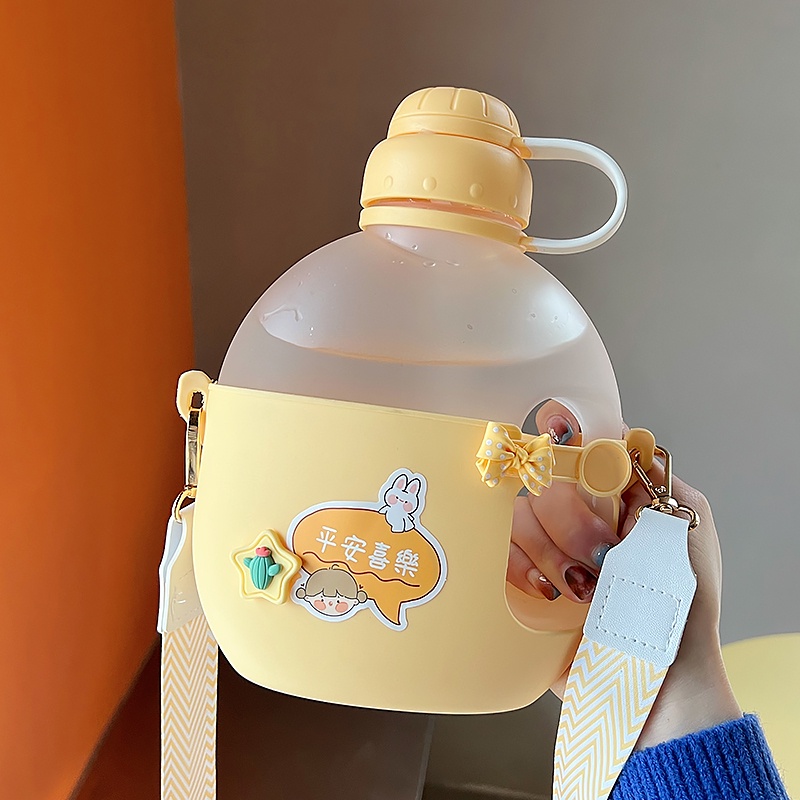 Bình nước dung tích lớn 1.2L chống rơi kèm ống hút chịu nhiệt cao tiện dụng cho học sinh