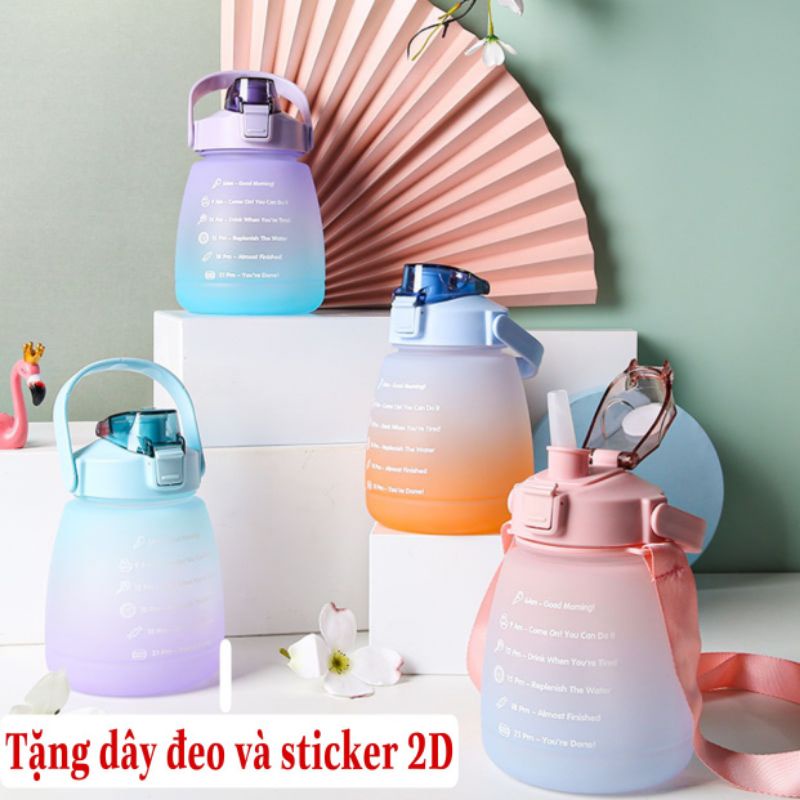 Bình đựng nước có vạch báo giờ uống 1.2 lít siêu Kute