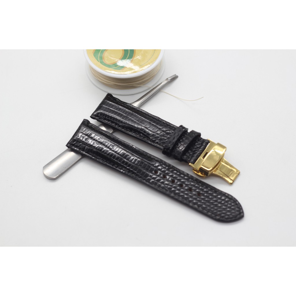 [CAO CAP]Dây Da Kỳ Đà,Dây Da Đồng  Hồ May Tay Handmade Kèm Khóa Bướm Gập.BH 6 Tháng,(Sản Phẩm Gồm Tool Tháo, Chôt, Khóa)