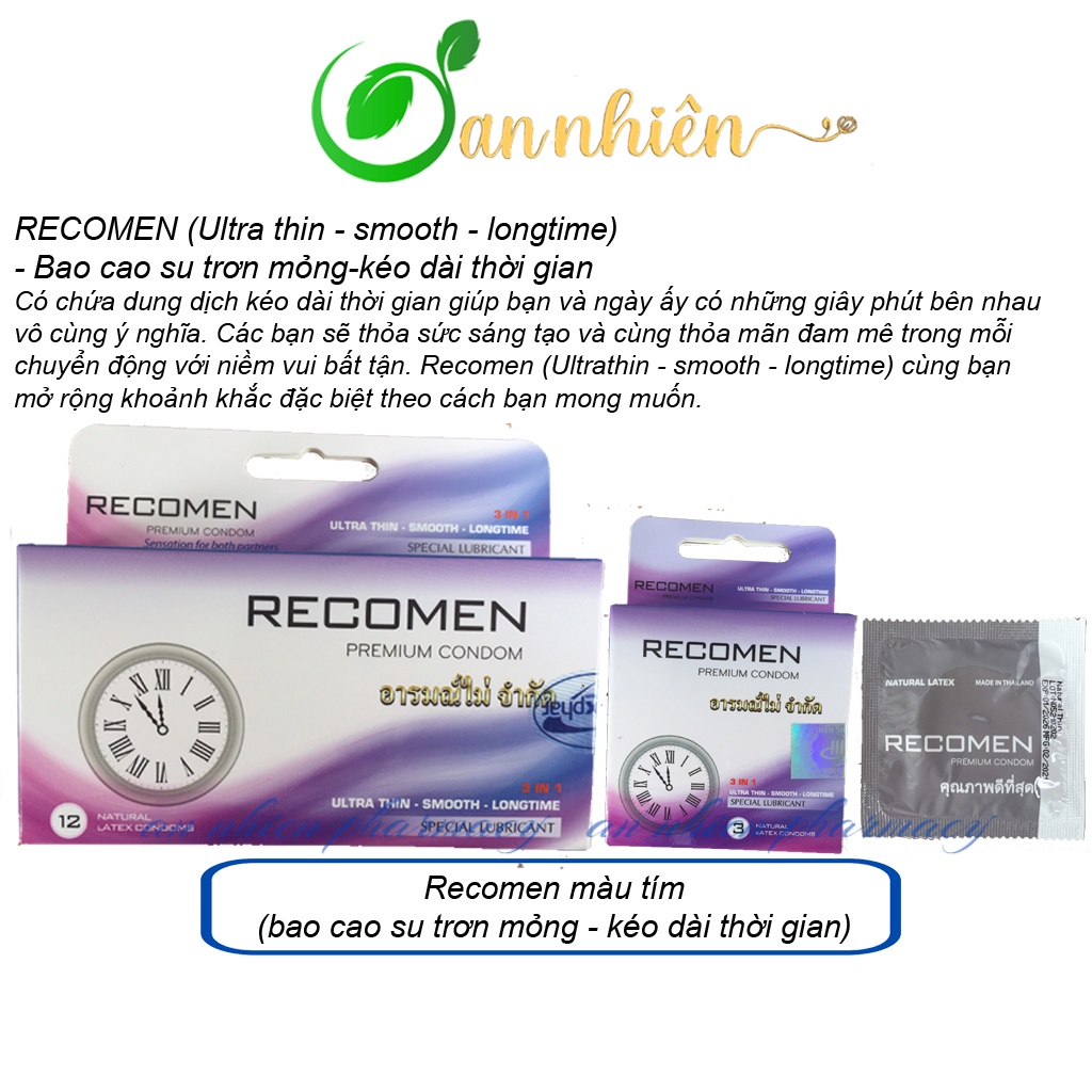 Bao Cao Su Thái Lan RECOMEN - siêu mỏng - gân - gai - kéo dài thời gian