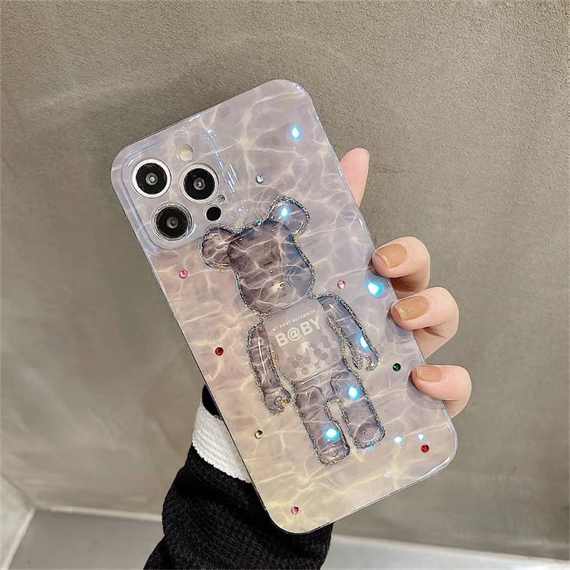 Ốp Điện Thoại Mềm Họa Tiết Gấu Đính Đá Epoxy Cho iPhone 12 13 11 Pro Max X Xs Max Xr