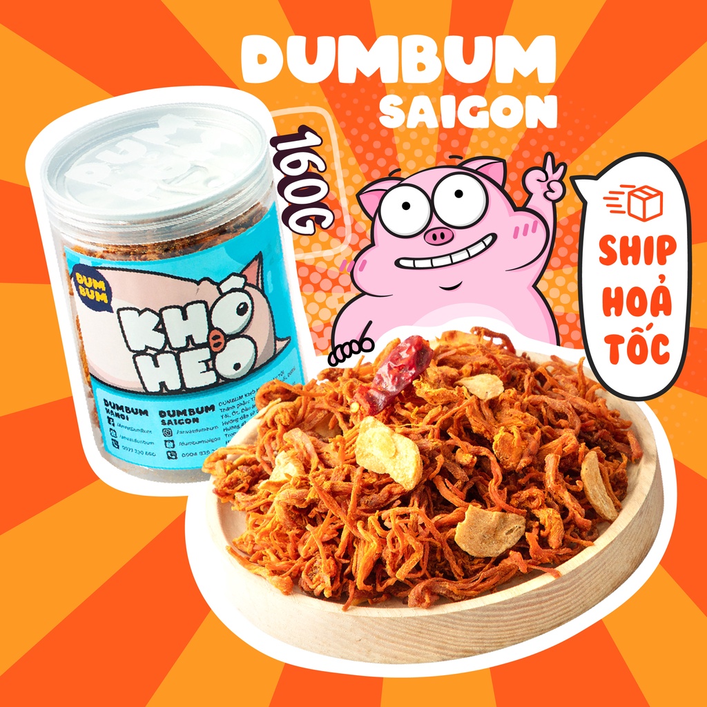 Khô heo cháy bơ tỏi 160g DumBum đồ ăn vặt Sài Gòn
