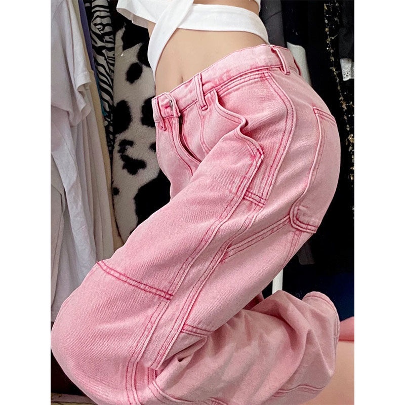 Quần Jean Ống Rộng Dáng Suông Phong Cách Đường Phố Âu Mỹ Plus Size Cho Nữ
