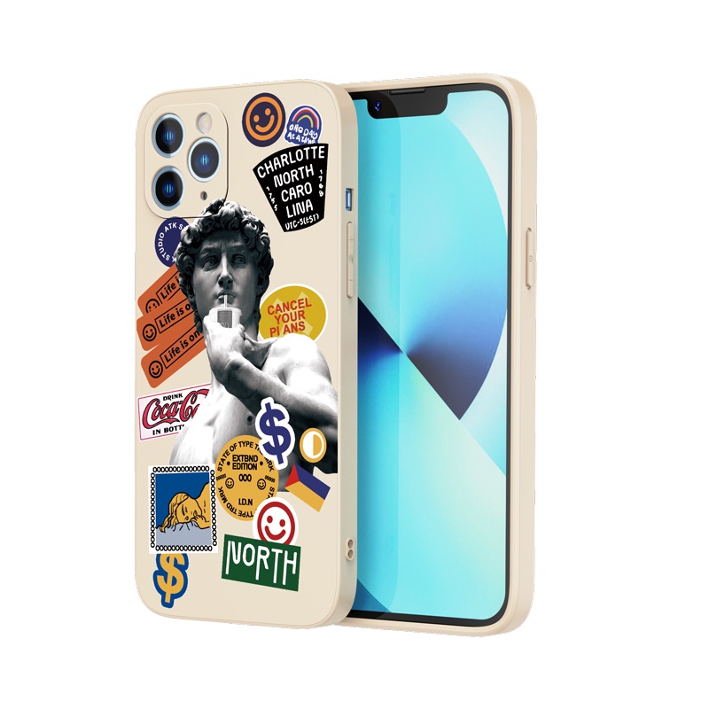 Ốp lưng iphone Ốp điện thoại SUNTAIHO silicon in hình David và trà sữa cho iPhone 13 12 11 Pro Max X XR XS Max 7 8 Plus 12mini 13mini