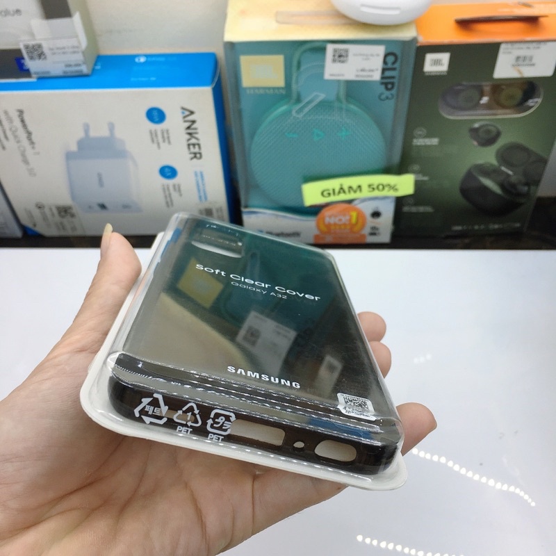 Chính hãng nguyên seal - Ốp lưng Silicone Soft Clear Cover Samsung Galaxy A32 EF-QA325