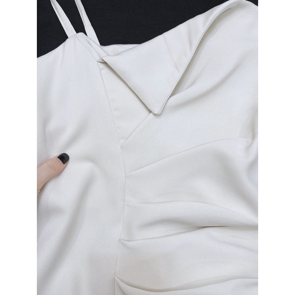 Set thiết kế váy hai dây li sườn mix áo len cổ 3p tiểu thư sang chảnh | BigBuy360 - bigbuy360.vn