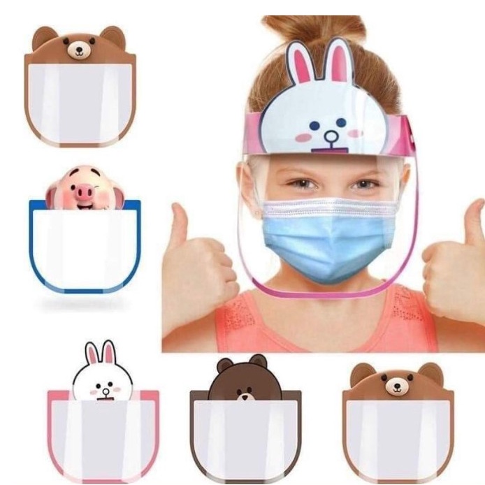 Kính CHẮN Face shield trẻ em Mặt Nạ Bảo Hộ Y Tế Chống Dịch, Chống Giọt Bắn, Bụi Trong Suốt Nhựa PET, Khẩu Trang Nhựa