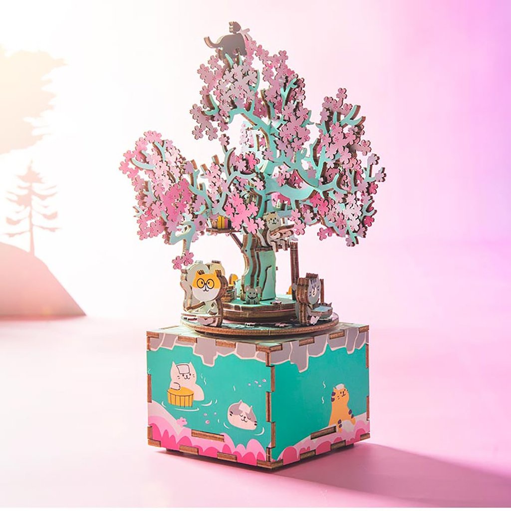 [BẢN XUẤT KHẨU TIẾNG ANH] Mô hình Hộp nhạc Cherry Blossom Tree AM409 Robotime Music Box