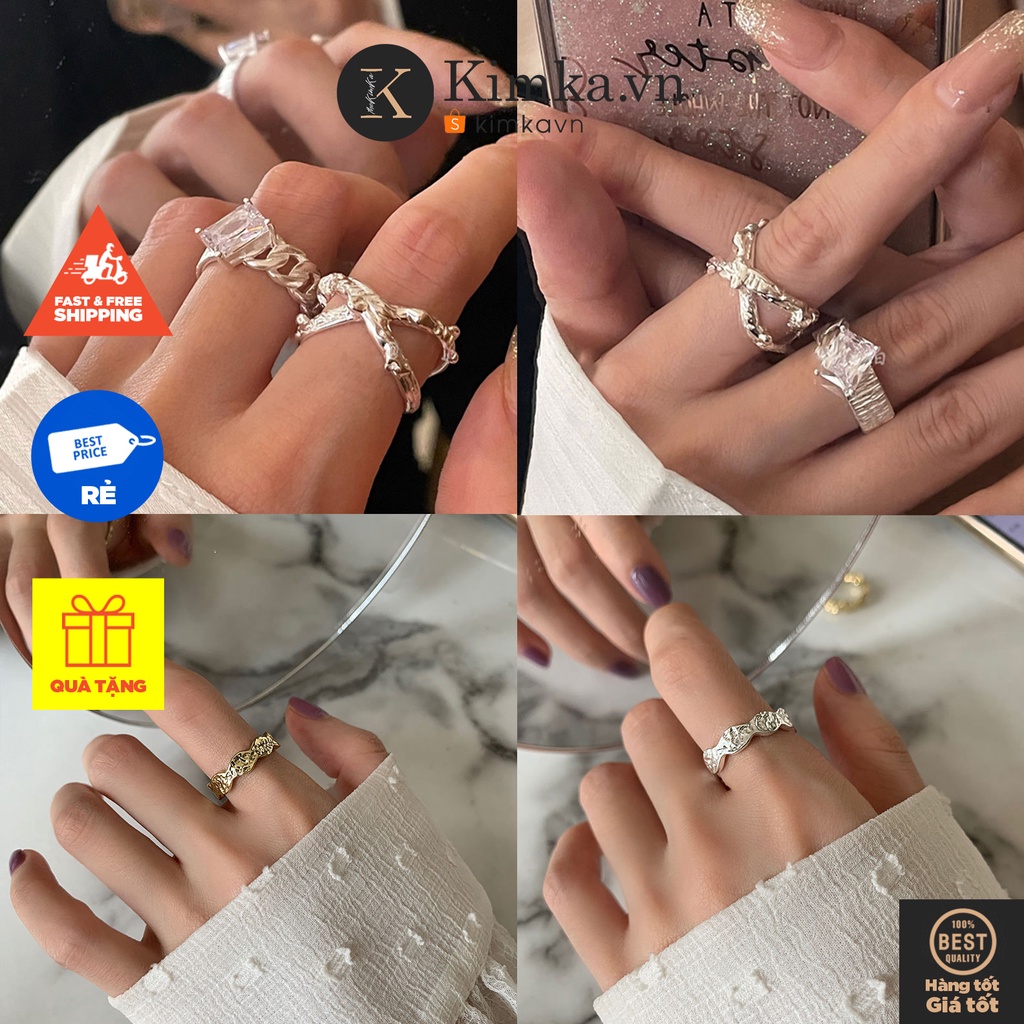 (0327) Nhẫn Đeo Tay Nham Thạch Nhiều Hoạ Tiết Cá Tính Phong Cách Retro