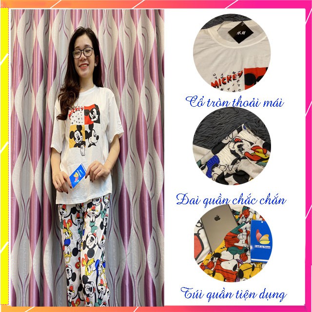 [VIDEO THẬT] Bộ đồ cotton hoạt hình gấu pooh,chuột mickey,snoopy 👉 Đồ bộ ngủ mặc ở nhà