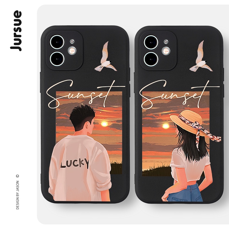 Ốp điện thoại JURSUE cặp đôi dễ thương đẹp nam nữ chống bẩn Cho iPhone 14 13 12 11 Pro Max SE 2020 X XR XS 8 7 ip 6S 6 Plus kute XYH592