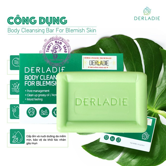 [Mã SKAMPUSH10 giảm 10% đơn 200K] Xà Phòng Giảm Mụn Cơ Thể Sau 7 Ngày Derladie Body Cleansing Bar For Blemish Skin 50g