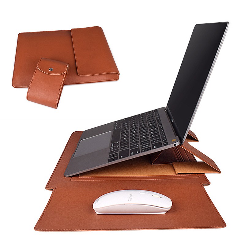 Túi bọc máy tính xách tay EVERTONER da PU mềm mại làm thành giá đỡ được thích hợp cho Macbook Air Pro 13.3 14 15.4 inch