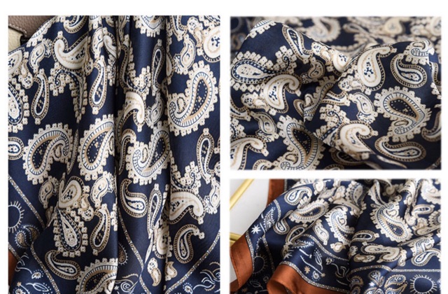Khăn turban lụa vuông cao cấp choàng cổ size 70x70cm thanh lịch đa năng dùng làm áo yếm in hoa văn