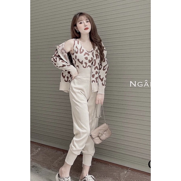 Set len bộ 3 chi tiết họa tiết báo cá tính