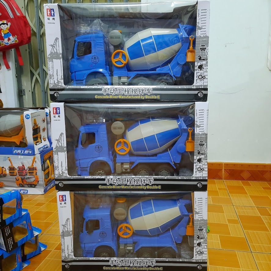 Đồ chơi trẻ em xe trộn bê tông cỡ lớn cho trẻ em siêu to có tay quay đổ được vật liệu mã E228-002