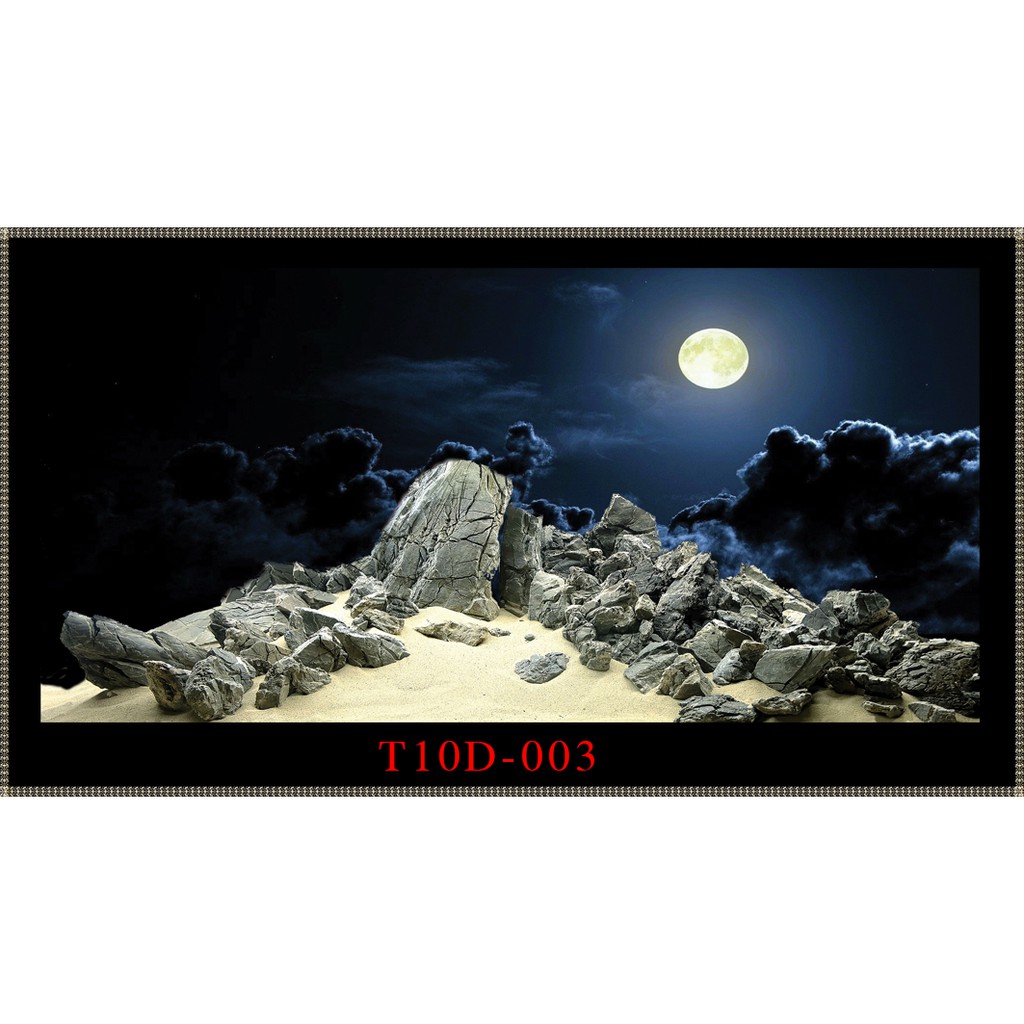 Tranh 3D hồ cá đá trăng trang trí, có keo sẵn, đa dạng kích thước