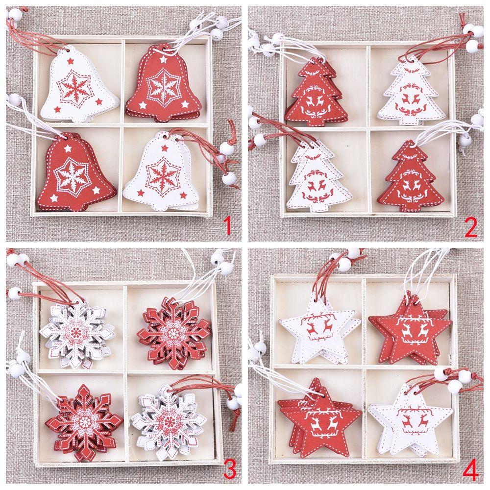 KRNY Bộ 12 Thẻ Gỗ Trang Trí Cây Thông Noel