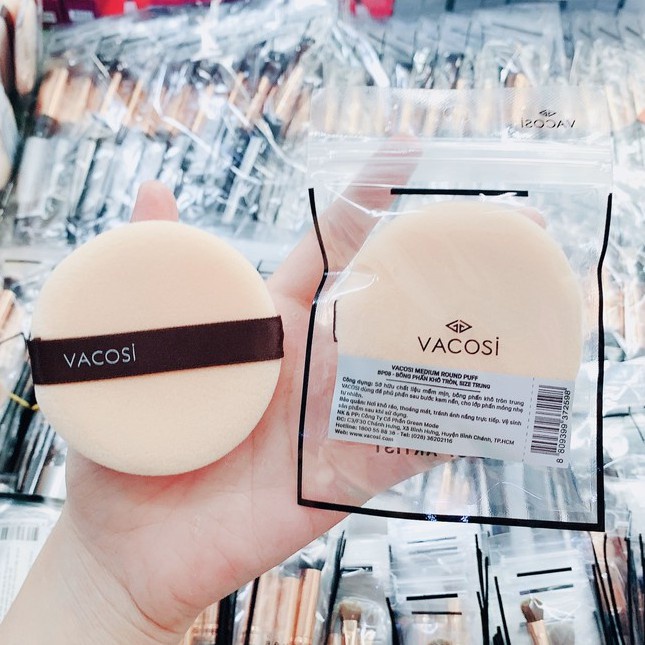 Bông phấn khô tròn size nhỏ - trung - lớn VACOSI ROUND PUFF BP01,BP08,BP09