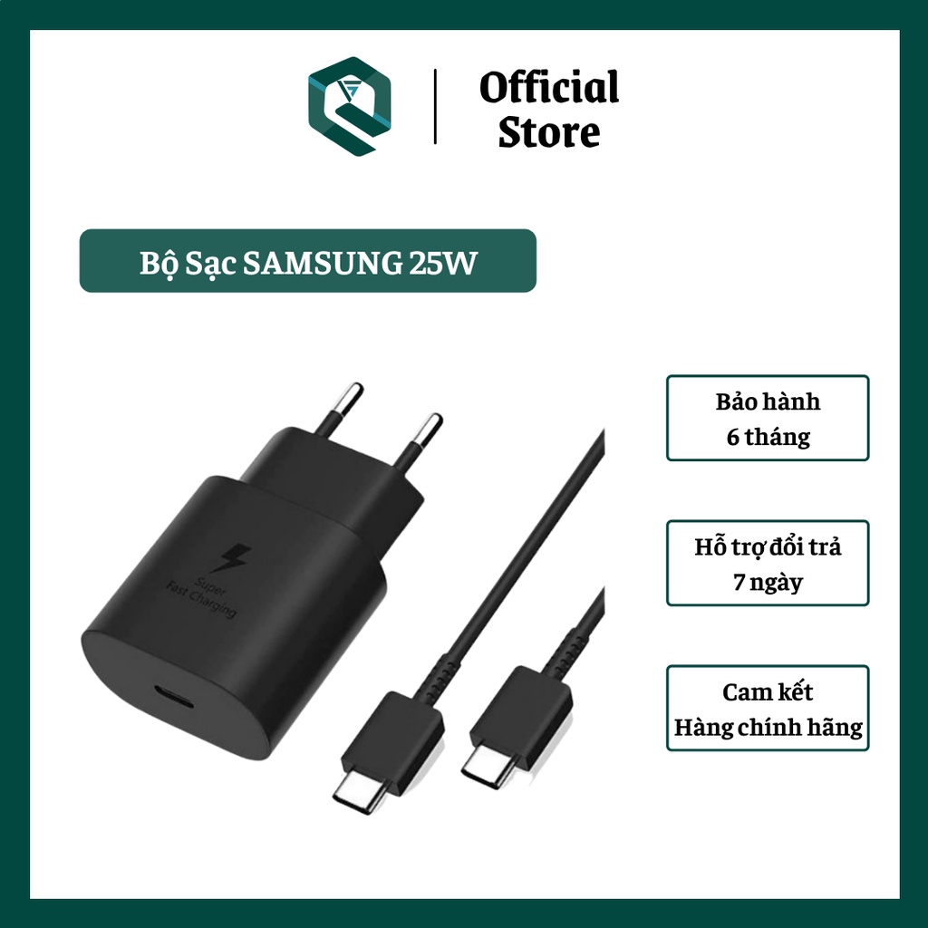 Bộ Sạc Nhanh 25W Cổng Type C - Củ Sạc Nhanh Kèm Dây Cáp Sạc Tương Thích Galaxy S/Galaxy A/ Galaxy Note