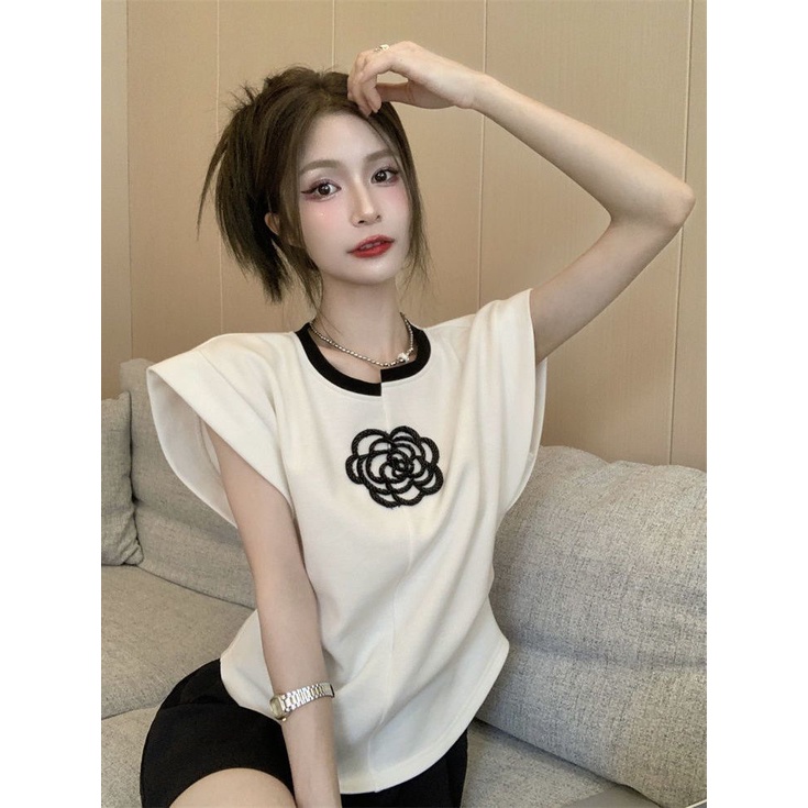 Jiashucheng Áo Thun Sát Nách Dáng Rộng Kiểu Pháp Thời Trang Mùa Hè Cho Nữ