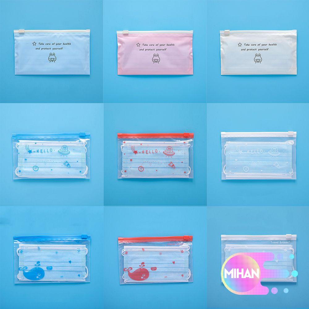 Túi đựng bảo vệ khẩu trang chống bụi bẩn có khóa kéo in họa tiết dễ thương dùng 1 lần an toàn tiện dụng