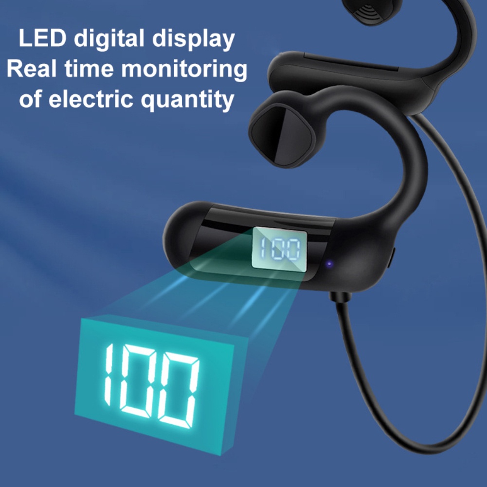 Tai nghe dẫn truyền qua xương Akz-g1 Tai nghe Bluetooth không dây có đèn LED hiển thị kỹ thuật số hỗ trợ thẻ Tf