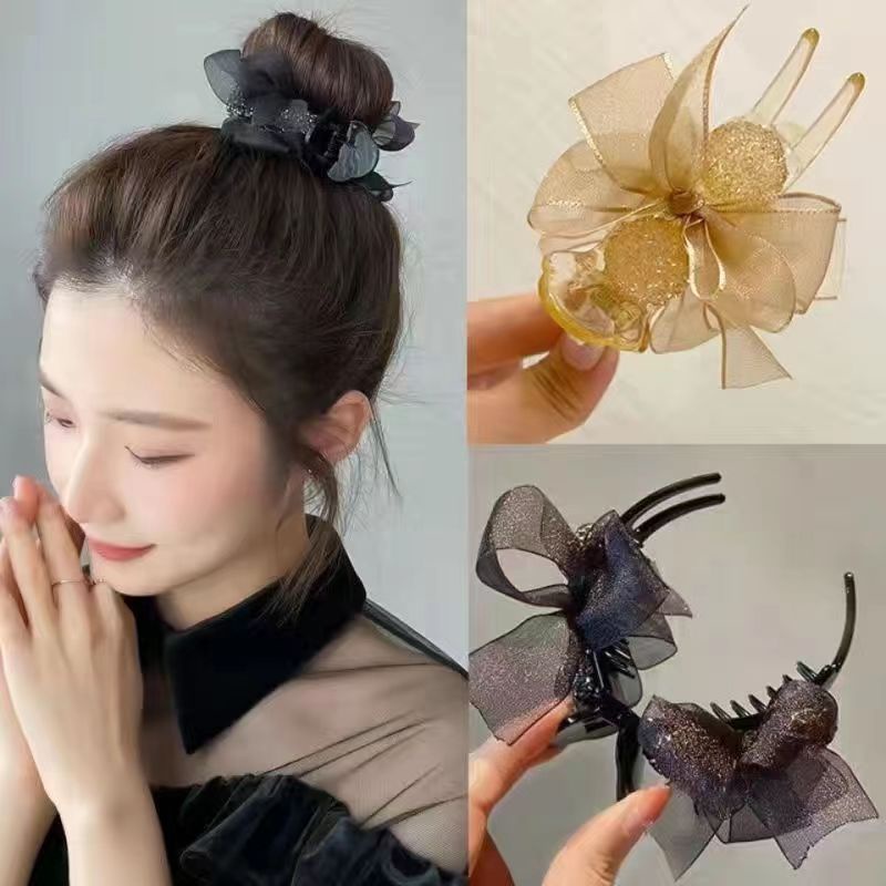 Kẹp tóc CHLINS thắt nơ lưới thời trang Hàn Quốc cho nữ