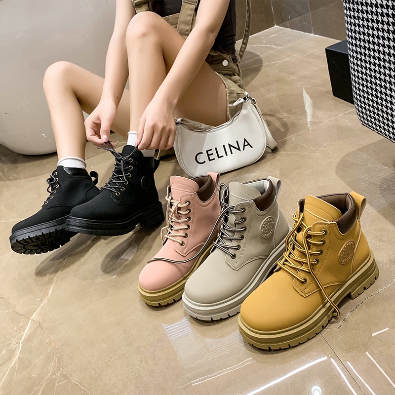 Giày Bốt Martin Bằng Da Chống Trượt Chống Thấm Nước Thiết Kế Mới Với 4 Màu Tùy Chọn