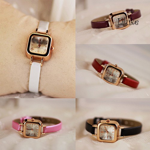 Đồng Hồ Đeo Tay Nữ Mặt Vuông Dây Giả Da Thời Trang