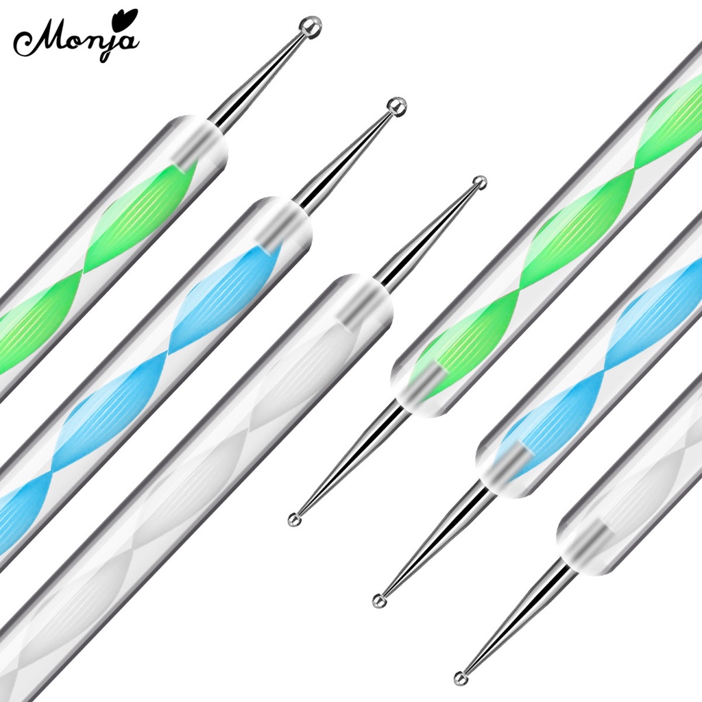 Set 3 cọ trang trí móng tay nghệ thuật MONJA tạo chấm bi acrylic hai đầu tiện lợi